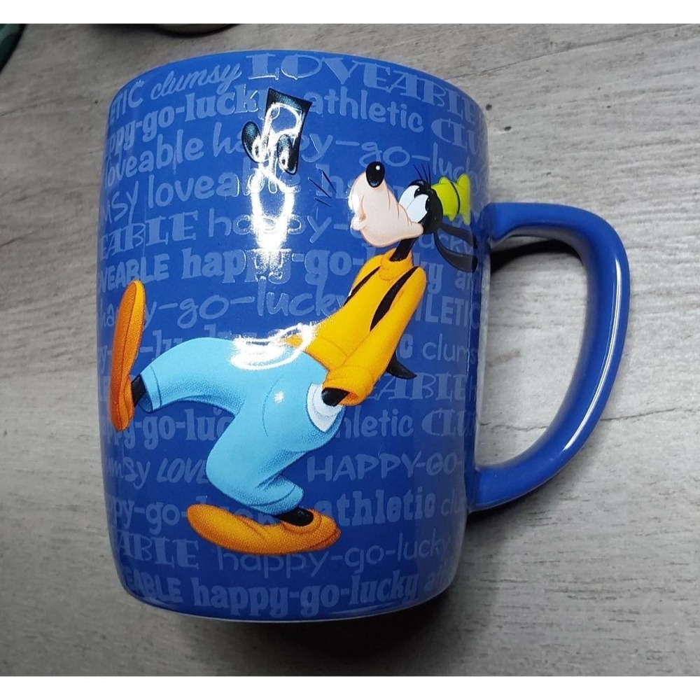 Disney Parks Goofy Blue Personality Traits Coffee Mug Orange Interior Ceramic